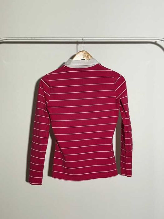 rozowa damska koszulka z dlugim rekawem kolnierzyk lacoste