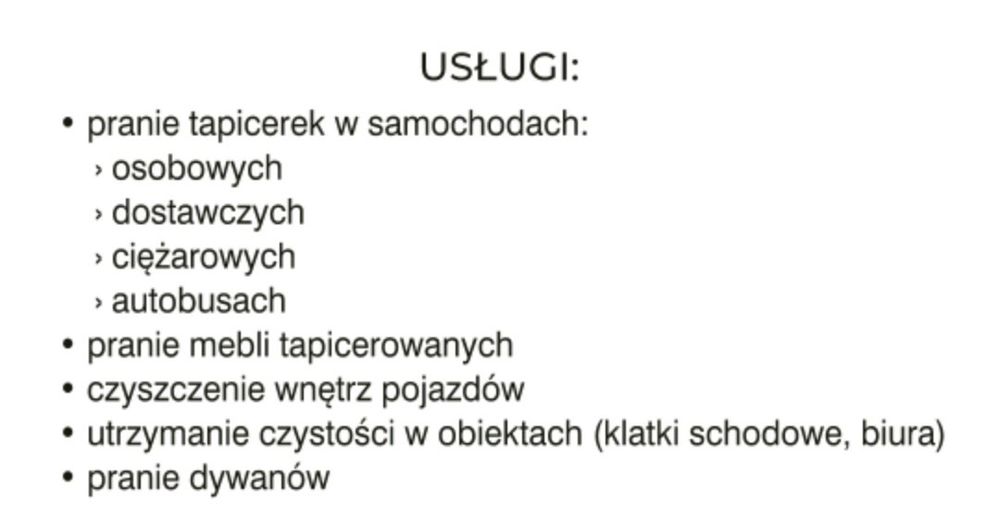 Mobilne i stacjonarne pranie tapicerki samochodowej i meblowej,dywanów