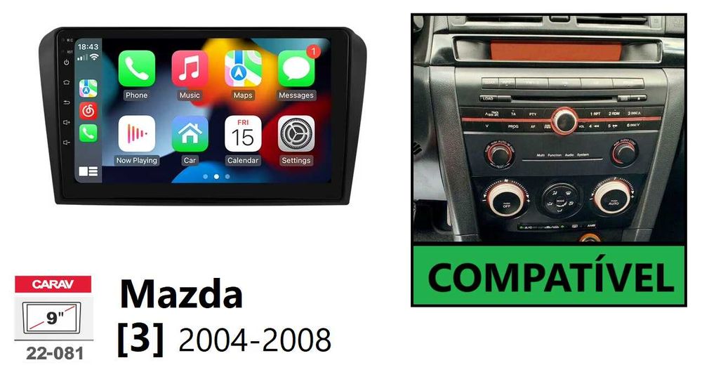 (NOVO) Rádio 2DIN • MAZDA 3 (2004 a 2013) • Android GPS [4+64GB]