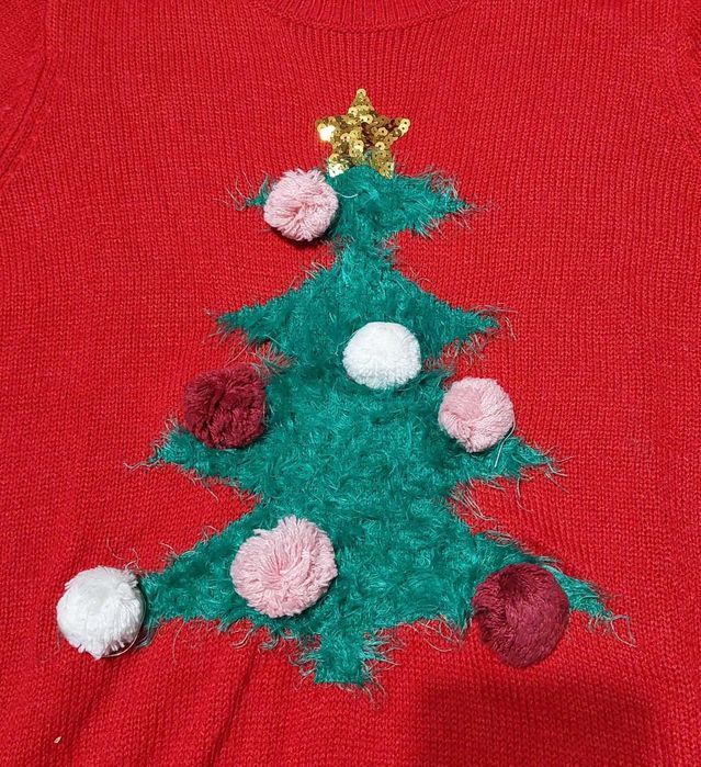 Zimowy sweterek świąteczny H&M choinka Boże Narodzenie rozmiar 146-152