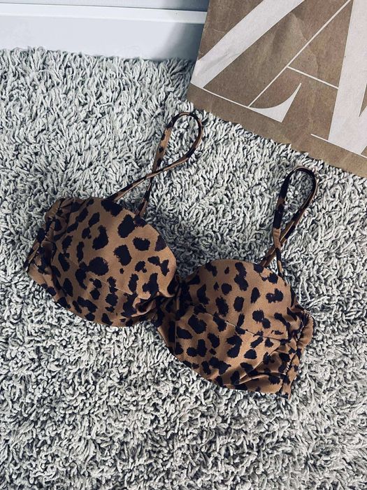 H&m 75c bikini panterka brązowy strój kapielowy góra