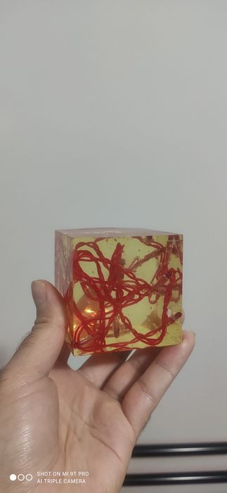 Candeeiro de resina com luz