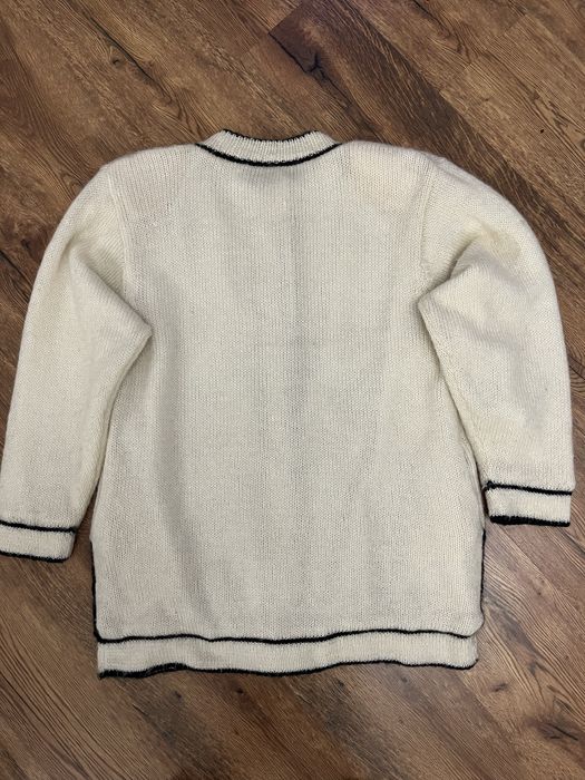 CARLA L wełniany haftowany sweter kardigan damski L/XL