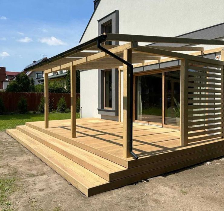 Deska na taras modrzew syberyjski 148x28 ryflowana gładka