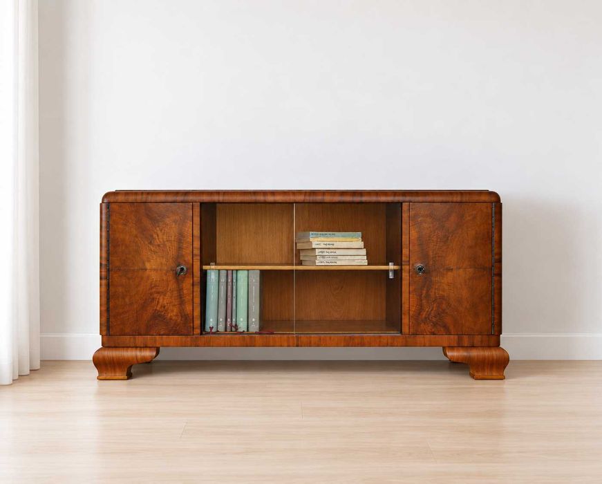 Biblioteczka Witrynka Komoda Art Deco - orzech