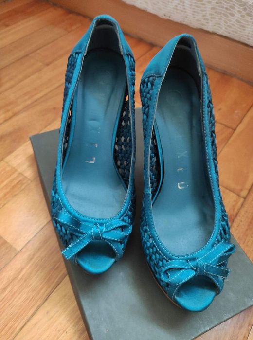 Sapatos Cetim Turquesa