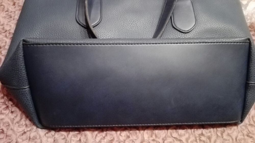 Torba torebka ciężka gruba eco skóra granatowa a la worek J. NOWA