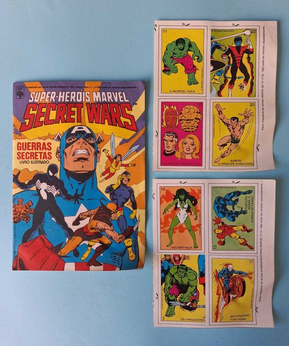 Caderneta Secret Wars + cromos + outros brindes da Editora Abril (anos 80)