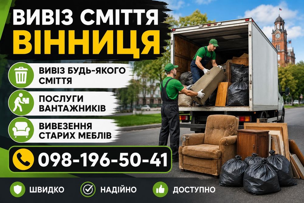 Вивіз сміття Вінниця вывоз мусора старих меблів Грузчики зіл газель