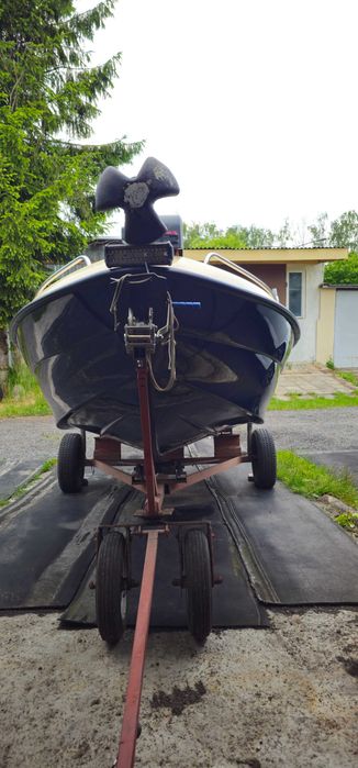 Łódź motorowa łódka wędkarska Alfa 450 + silnik yamaha 25getl + wózek slipowy