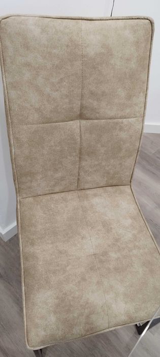 Mesa de Jantar de Vidro Temperado + 6 Cadeiras em camurça