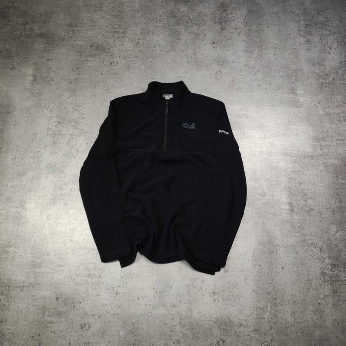 MĘSKA Bluza Rozpinana Termiczna Lekka Polar Czarna Jack Wolfskin Haft