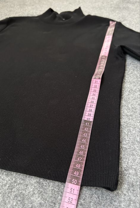 ZARA czarny top damski L półgolf krótki rękaw prążkowany #zara