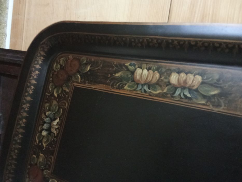 Tabuleiro antigo (chapa) pintado a óleo