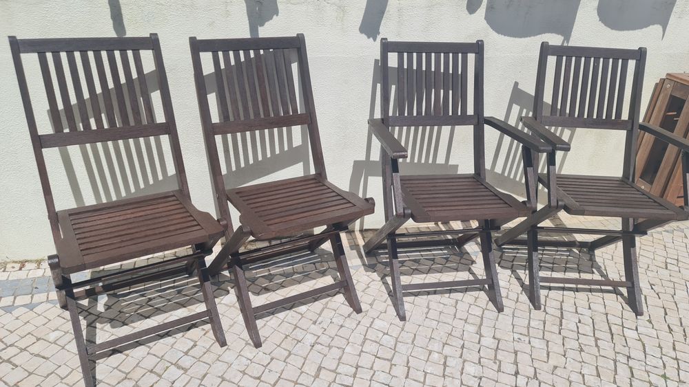 4 cadeiras dobráveis jardim exterior