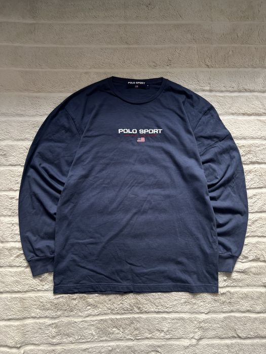 POLO (M/L) Ralph Lauren Sport Vintage лонгслив мужской оригинал синий