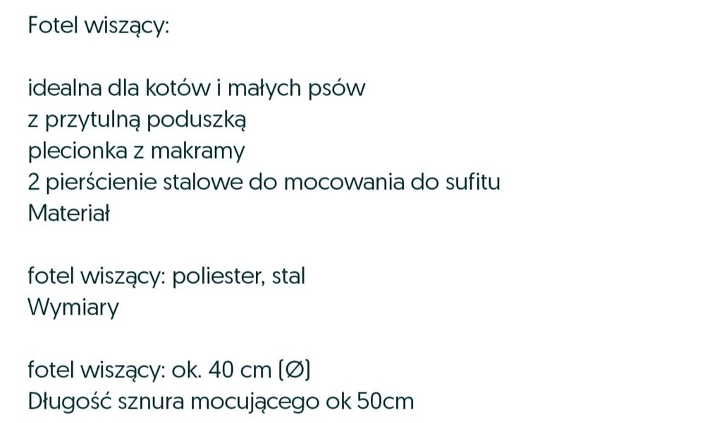 Legowisko dla kota wiszące Zoofari