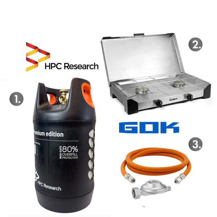 Газові комплекти: Композитний балон + плита + комплект підключення