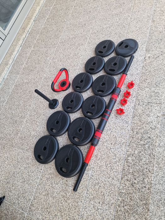 conjunto multifuncional de halteres ajustáveis,  kit 4 em 1 ou 5 em 1.O