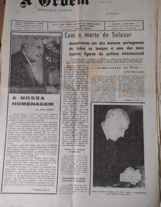 Jornal A Ordem - Anos 70 - 120 unidades