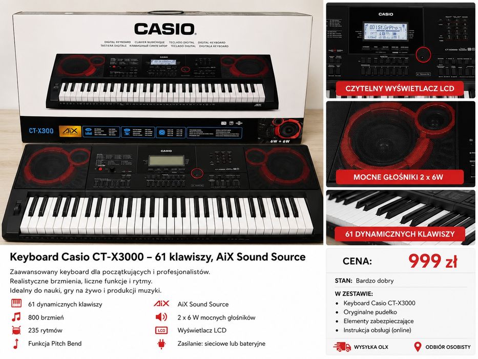 CASIO CT-X3000 – profesjonalny keyboard z serii AiX Sound Source