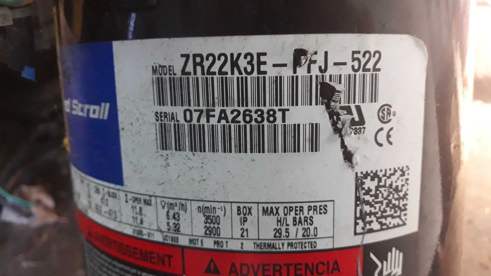 sprężarka chłodnicza copeland ZR22