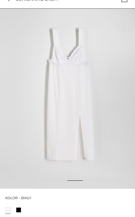 Sukienka z lnem Reserved, biała, rozmiar L/40