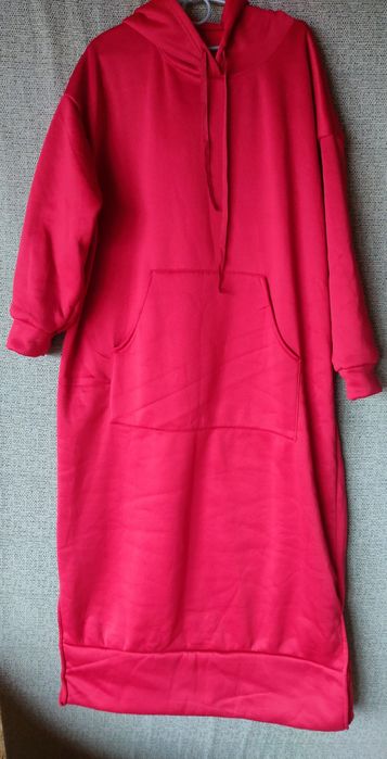 Жіноча тепла сукня- худі с капюшоном великого розміру