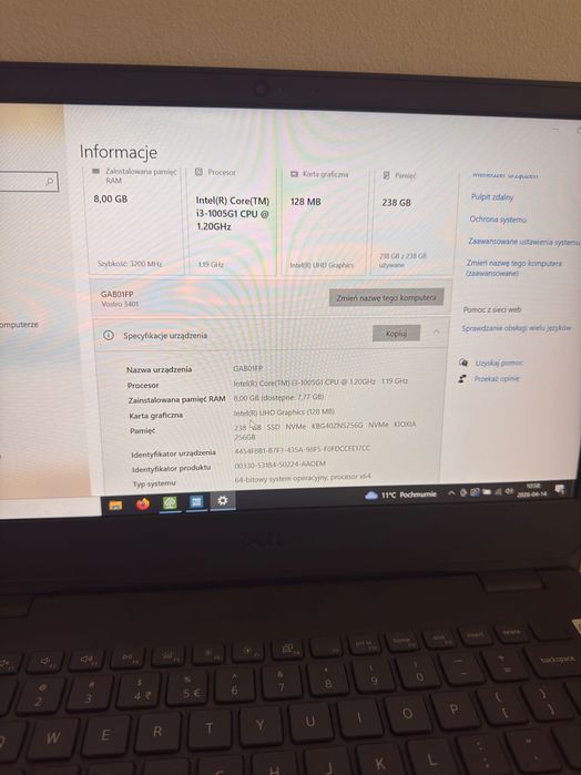 Laptop Dell Vostro 14 3401 | i3 | 8GB | 256GB SSD | Full HD WVA | Win 10 P | Faktura VAT 23% | Od spółki