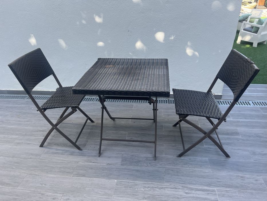 Mesa exterior rafia castanha