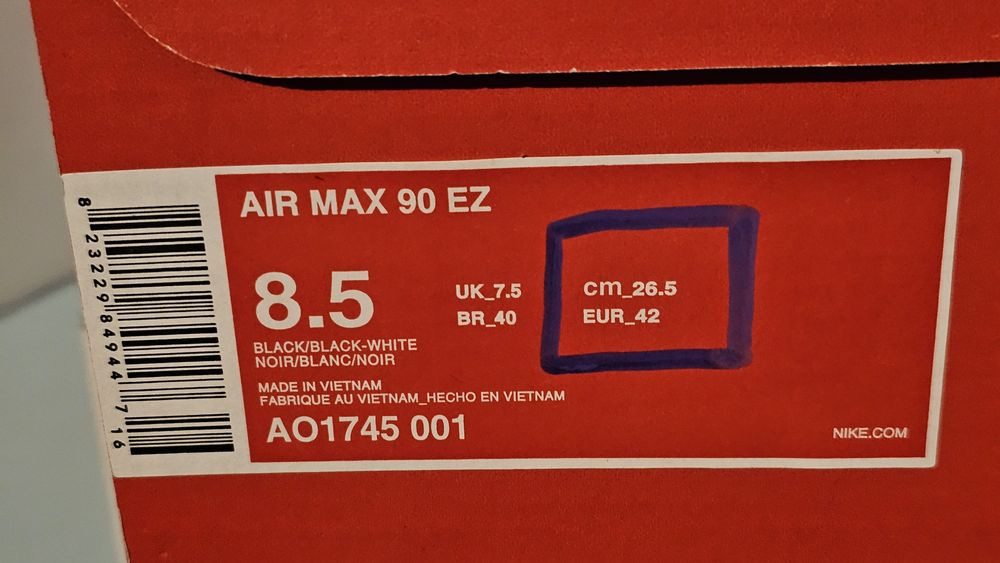 Sneakersy nowe sportowe Nike Air Max 90 EZ rozmiar 42  wkładka 26.5 cm