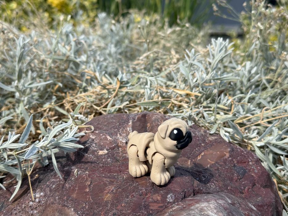 Mini Mops 3D – ruchoma, przegubowa mini figurka psa, Minimals, zabawka, pies