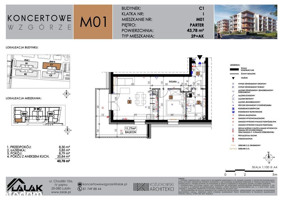 2-pokojowe mieszkanie 43m2 + balkon Bezpośrednio