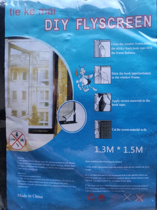 Moskitiera okienna 1,3m x 1,5m Wysyłka InPost
