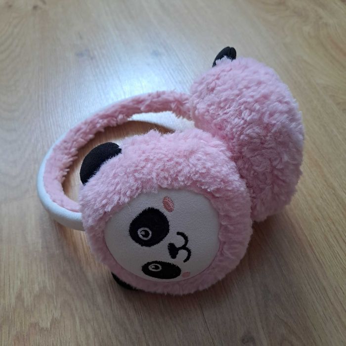 Mięciutkie pluszowe nauszniki panda różowe
