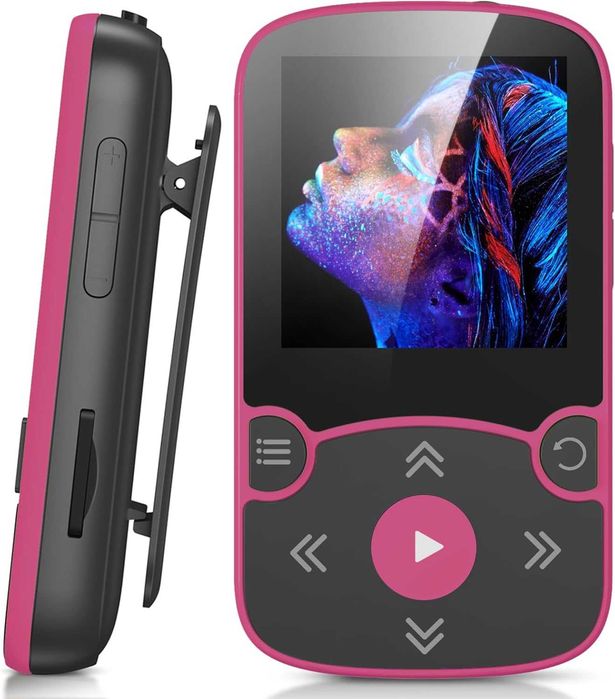 AGPTEK Odtwarzacz MP3 64GB Bluetooth 5.3 Sport Magenta