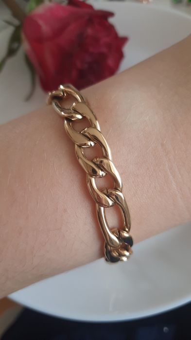 Gruba złota bransoleta pancerka Unisex