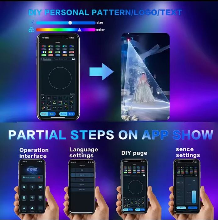 Laser 5W  projekcja animacja z aplikacją mobilną bluetooth