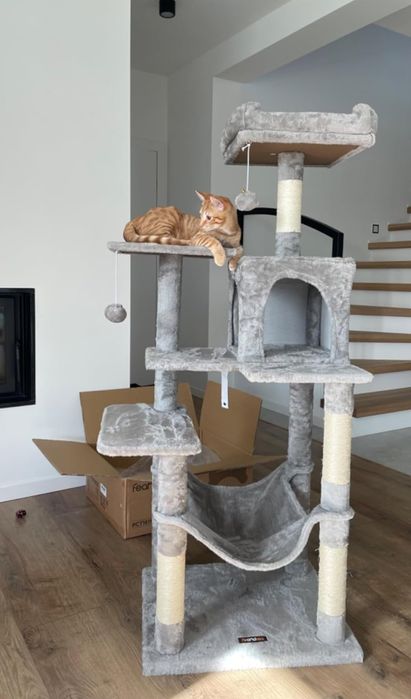 Nowy drapak XXL wielopoziomowy stabilny z budką i legowiskiem