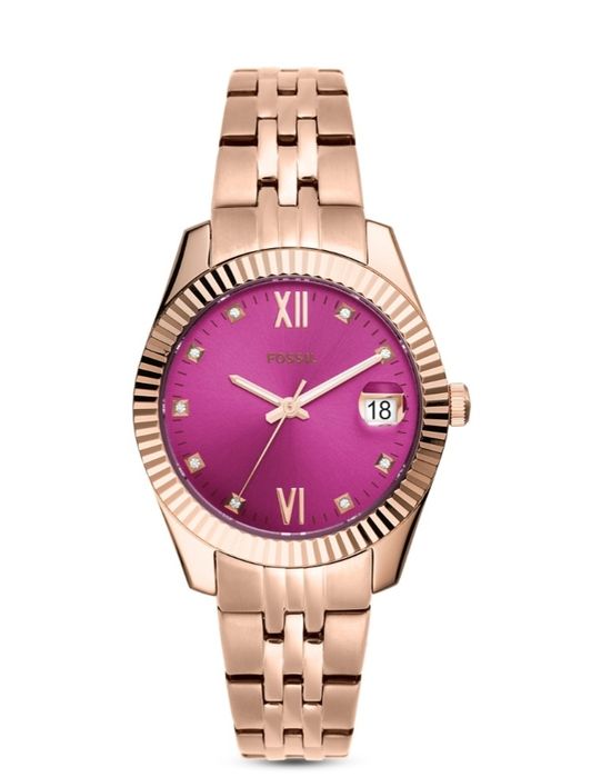 Zegarek damski Fossil Scarlette  różowe złoto z tarczą o barwie fuksji