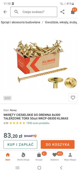 Wkręty ciesielskie do drewna 8x300 talerzowe Torx 2szt