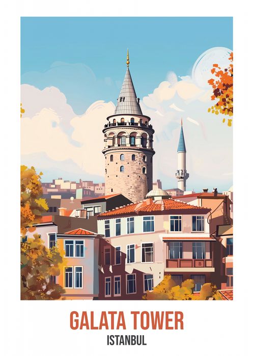Plakat 64x90cm Galata Tower, Istanbul