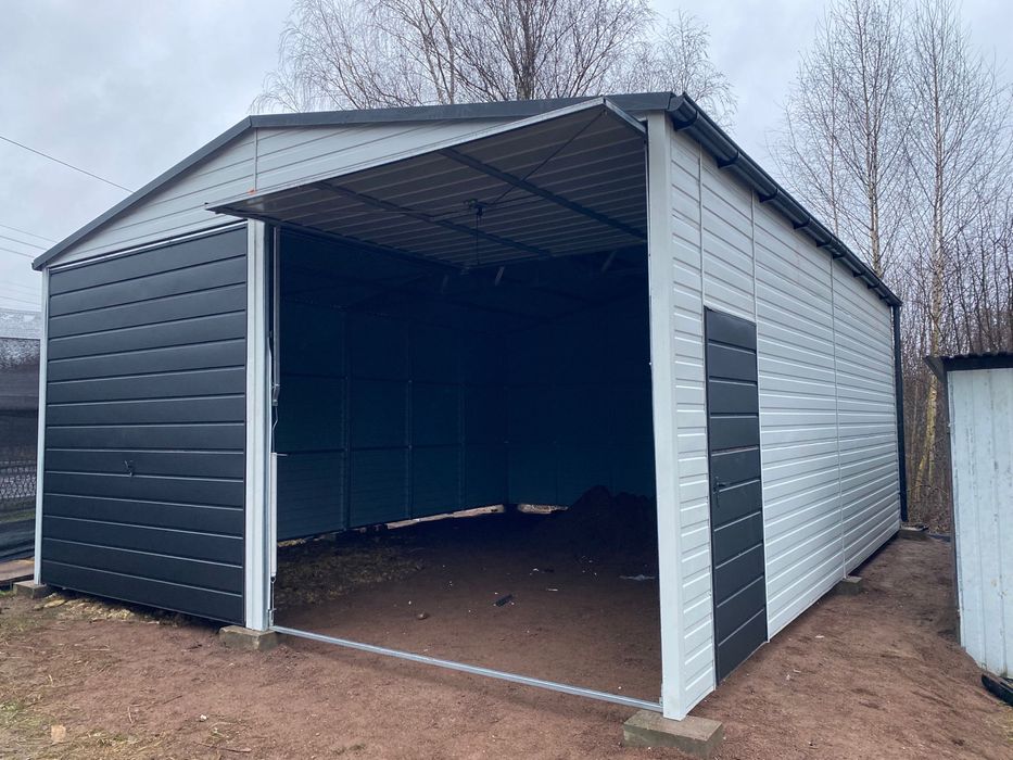 Duży garaż blaszany 6x8, światło wjazdu 260 cm. Profil zamknięty.