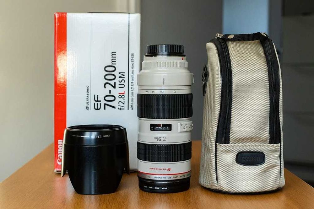 Canon EF 70-200mm f/2.8L USM + Hoya + etui + pudełko