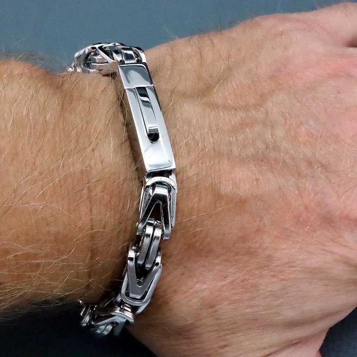 Gruba Srebrna Bransoleta Bransoletka Męska SPLOT KRÓLEWSKI STAL 316L