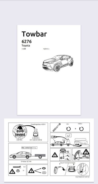 Engate de reboque  Kit de Bola BRINK 6276 Toyota C-HR