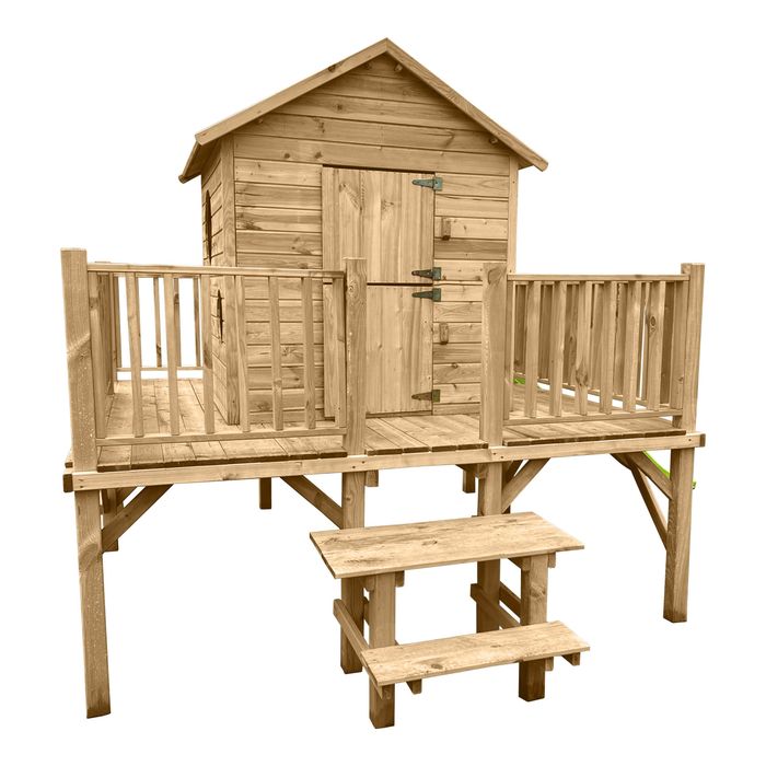 NOWY Drewniany domek dla dzieci ogrodowy IMPREGNOWANY 225x175x315 cm na platformie