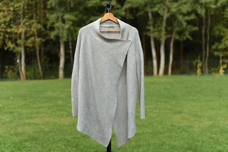 Szary damski basic wełniany sweter / poncho – Noisy May 36 S