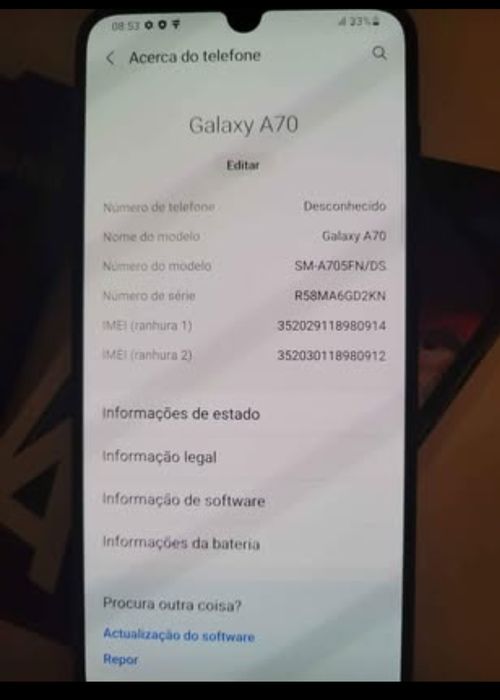 Telemóvel Samsung Galaxy A70 Dual Sim 6Gb+128GB, Livre