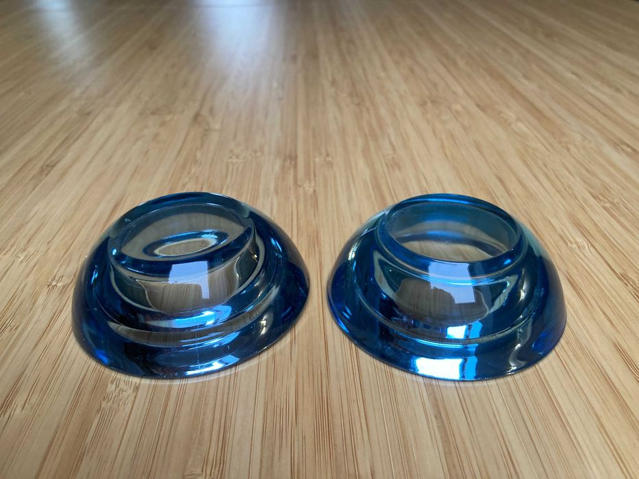 Świecznik na tealight niebieskie szkło 2 sztuki komplet osłonki IKEA